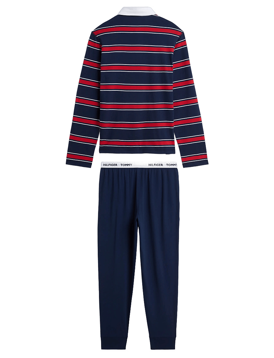 Tommy Hilfiger - LS RUGBY PJ SET - pyjama sets - rwb yd stripe carbon navy - 2