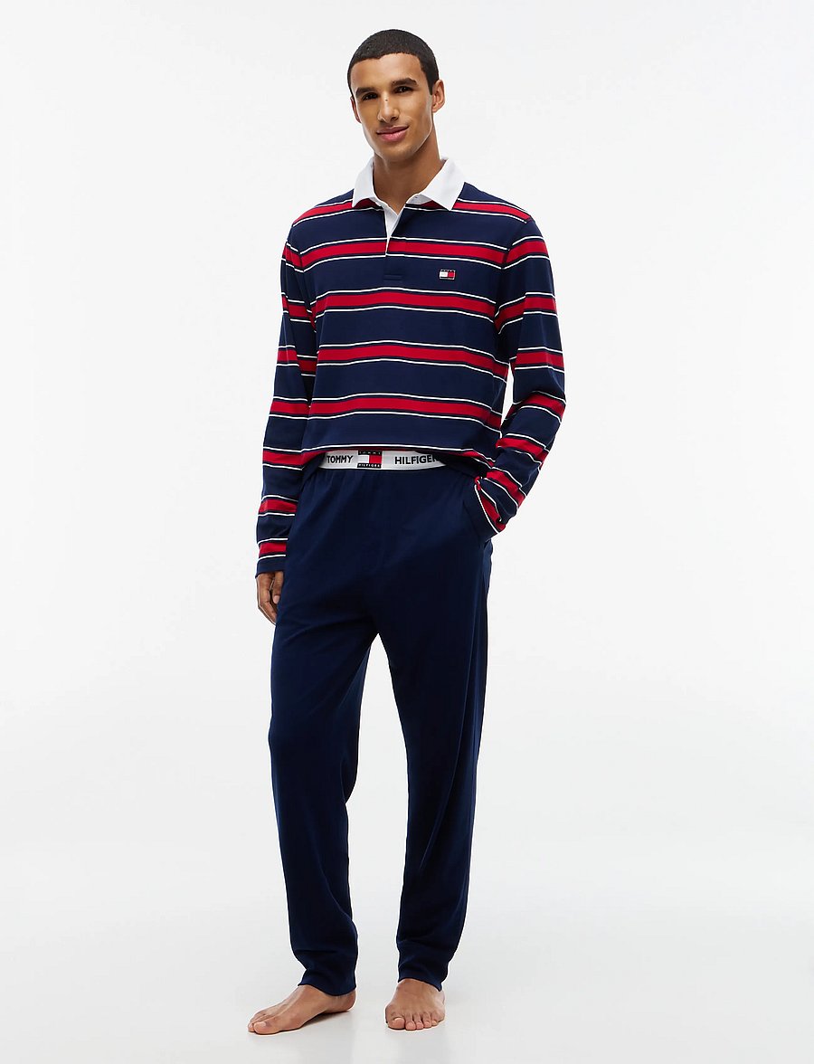 Tommy Hilfiger - LS RUGBY PJ SET - pyjama sets - rwb yd stripe carbon navy - 0