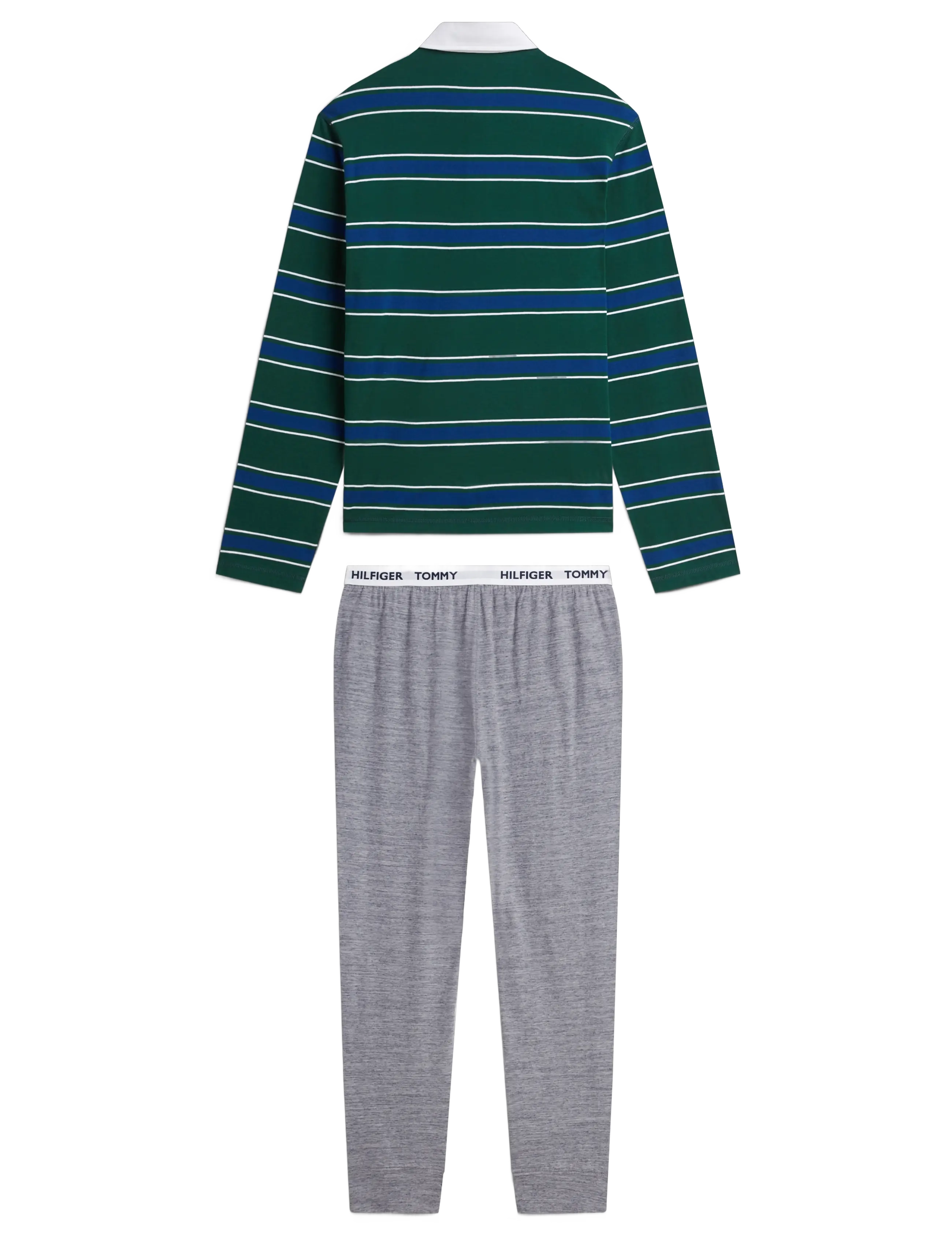 Tommy Hilfiger - LS RUGBY PJ SET - pidžaamakomplektid - green yd stripe mid grey heather - 2