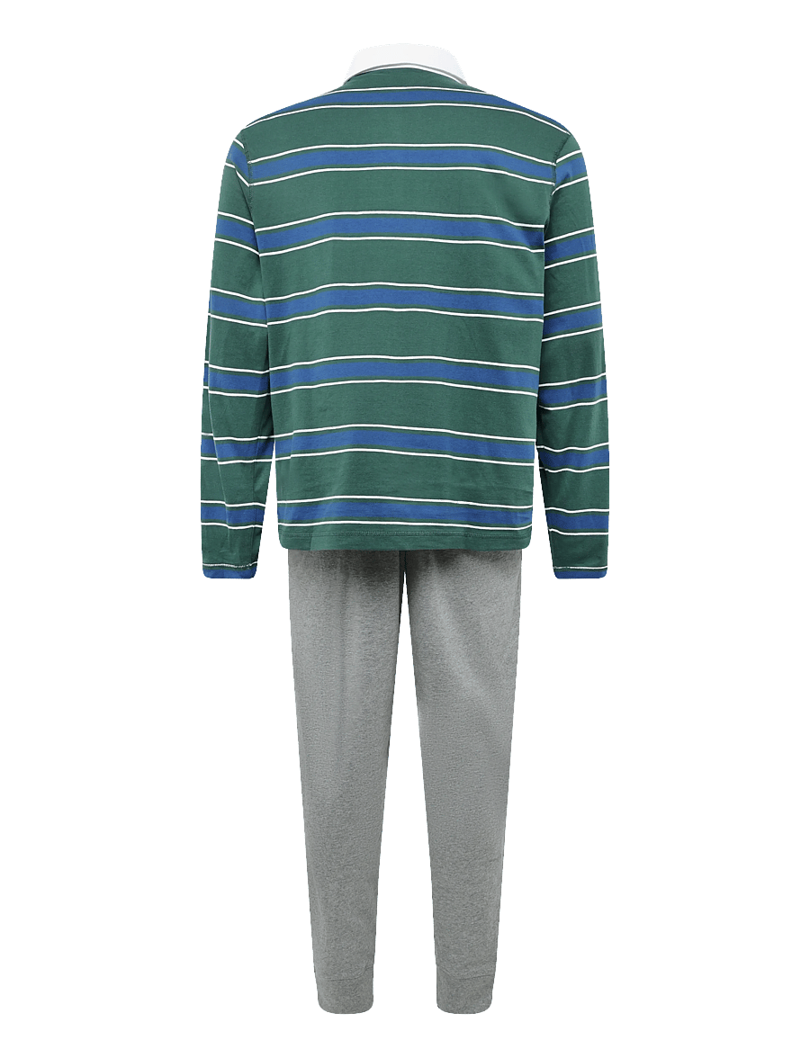 Tommy Hilfiger - LS RUGBY PJ SET - pyjama sets - green yd stripe mid grey heather - 2
