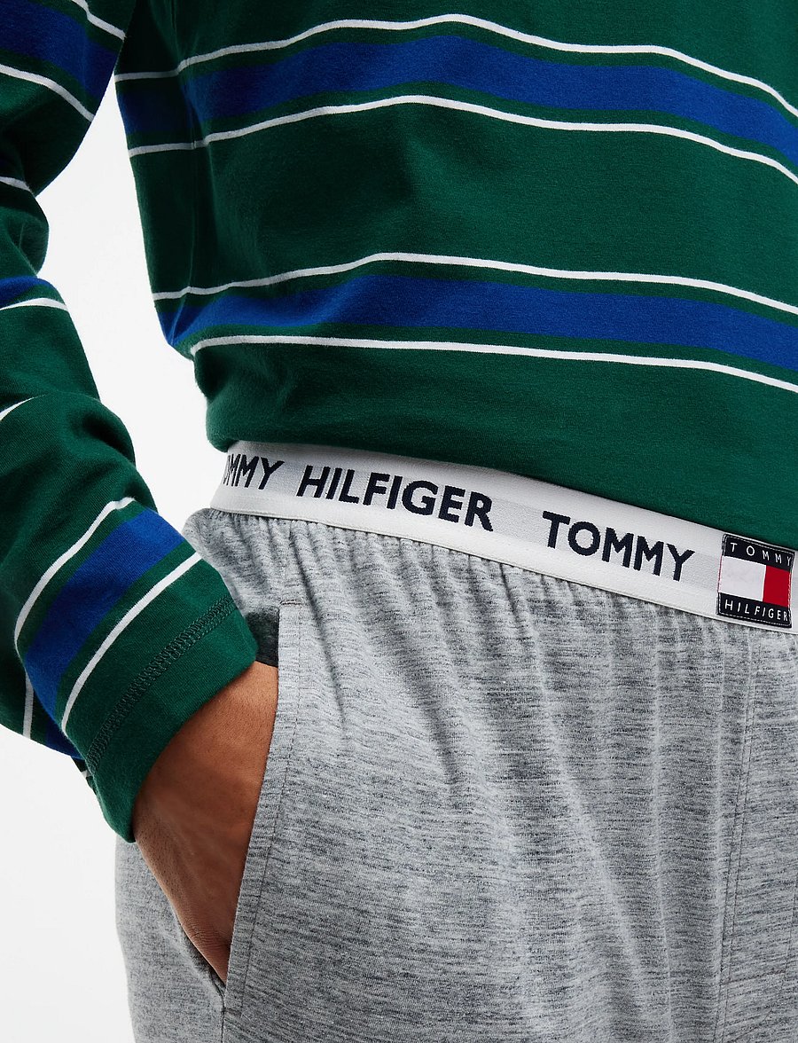 Tommy Hilfiger - LS RUGBY PJ SET - pyjama sets - green yd stripe mid grey heather - 5