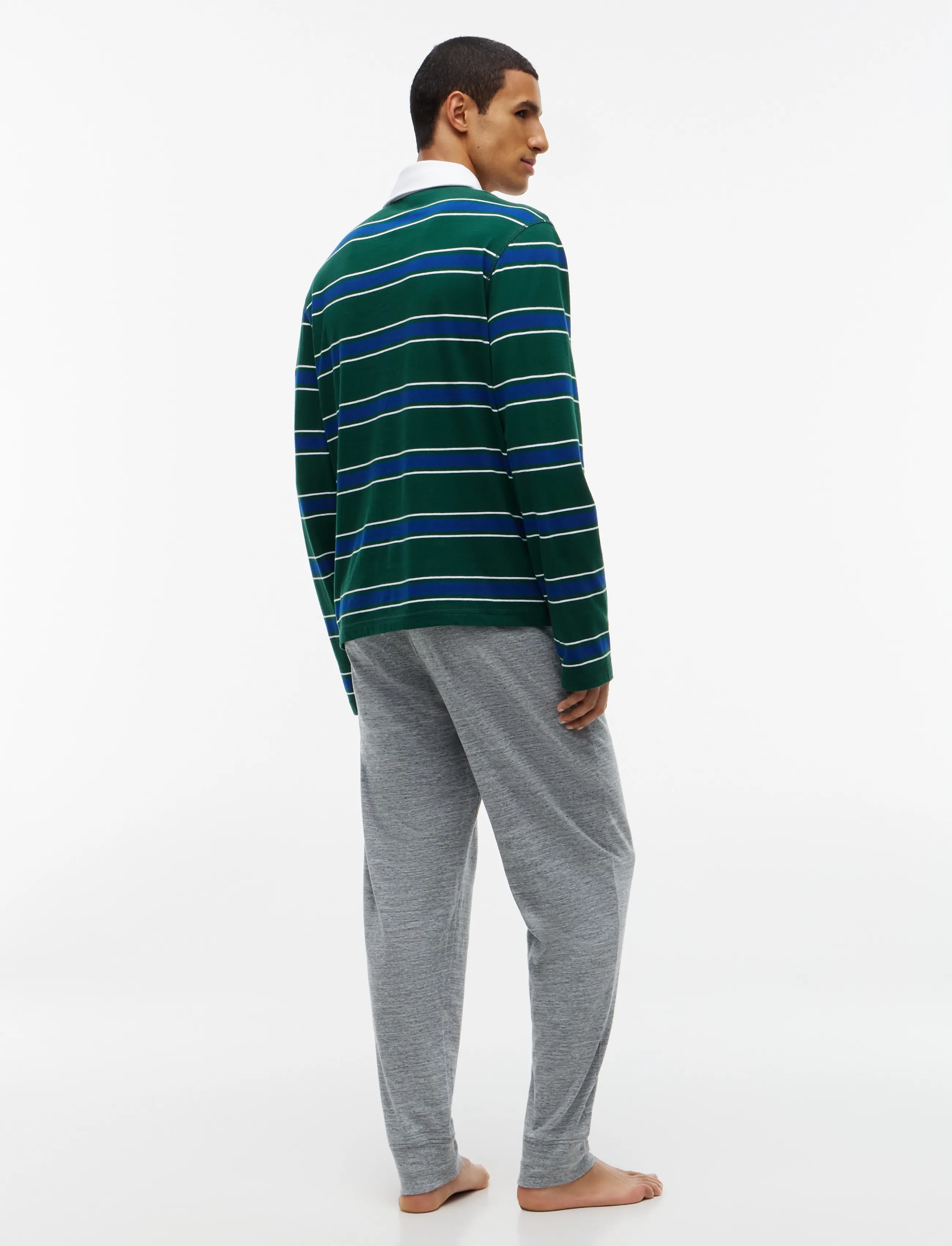 Tommy Hilfiger - LS RUGBY PJ SET - pidžaamakomplektid - green yd stripe mid grey heather - 5