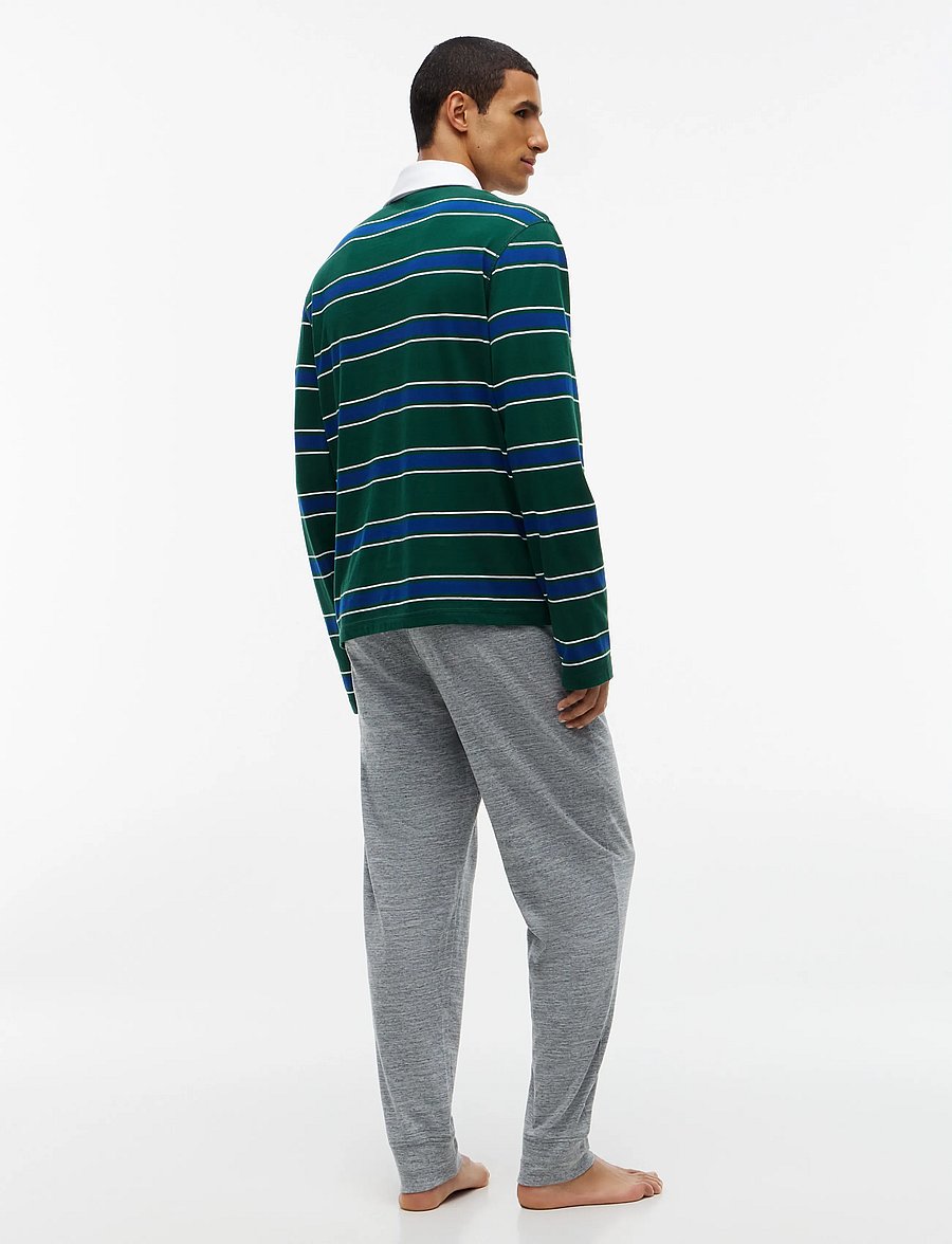 Tommy Hilfiger - LS RUGBY PJ SET - pidžaamakomplektid - green yd stripe mid grey heather - 5