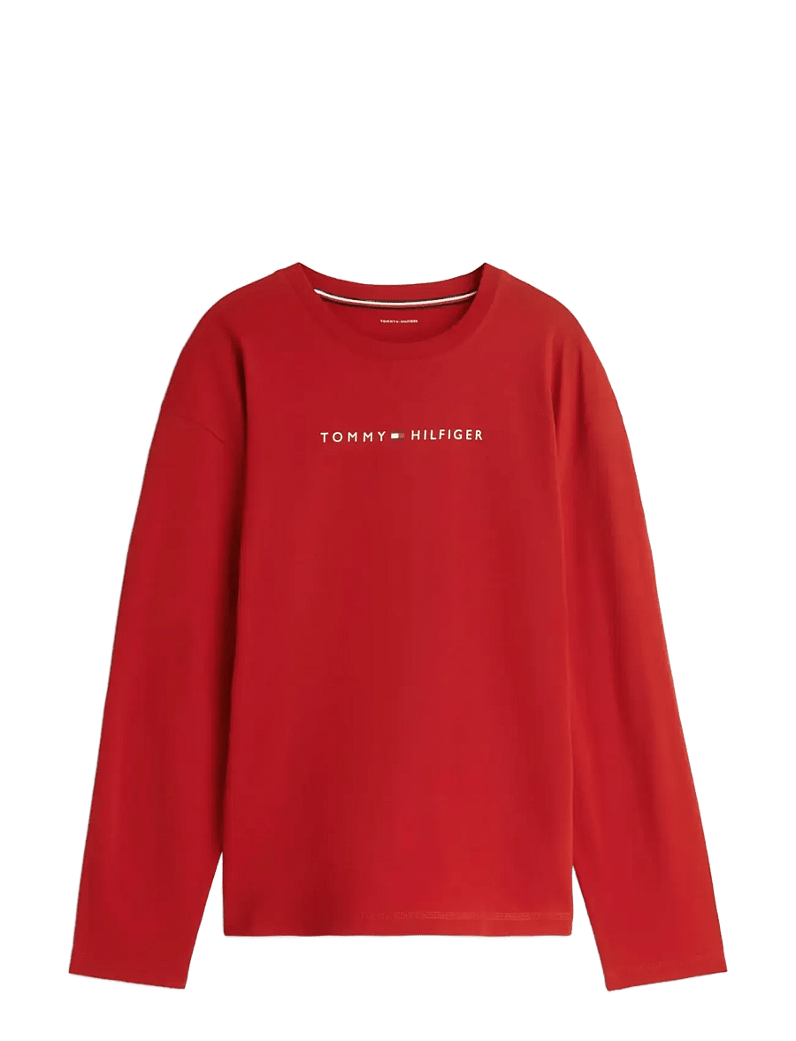 Tommy Hilfiger - LS TEE CONT. LOGO - langärmelige t-shirts - medium red - 0