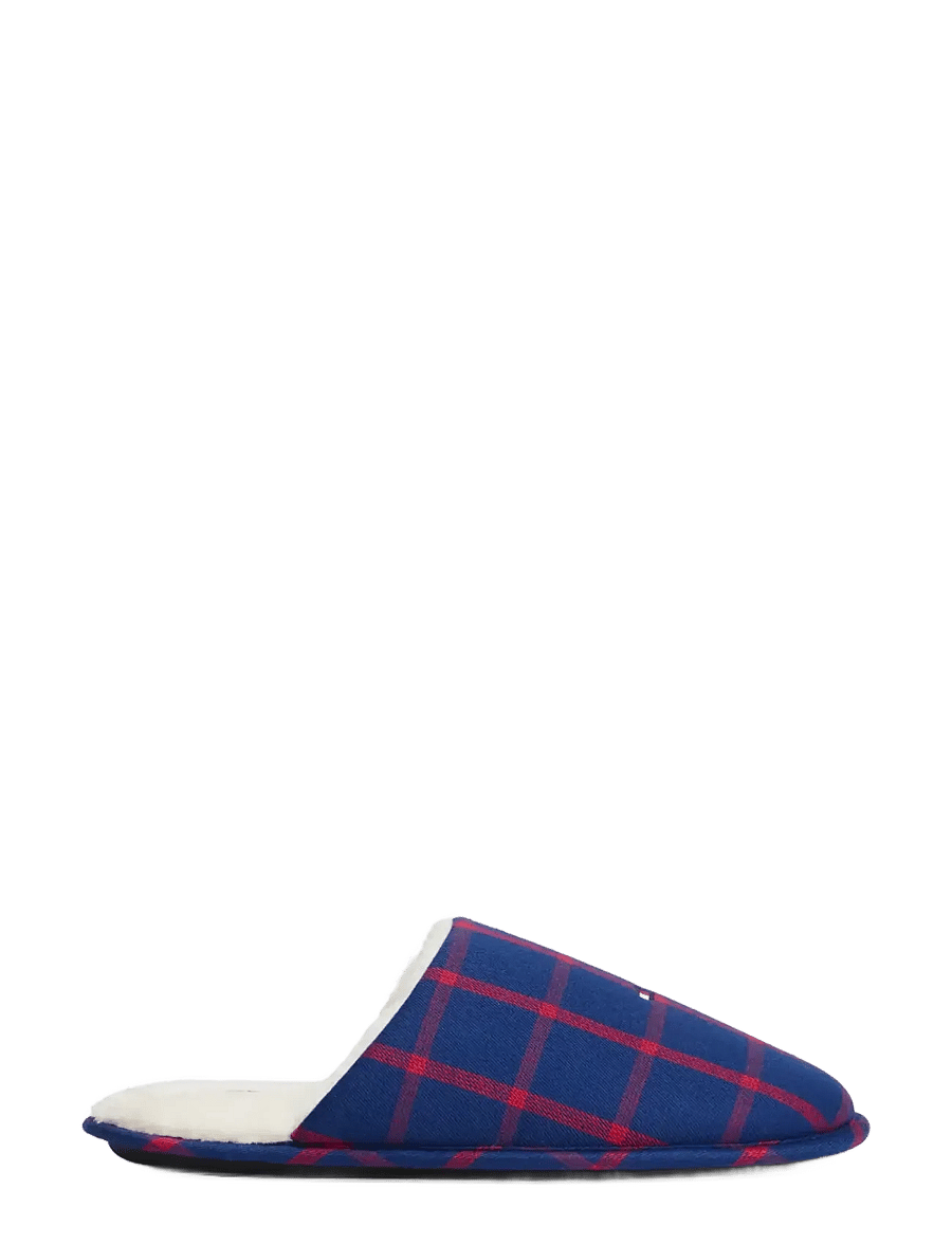 Tommy Hilfiger - LS FLANNEL PJ + SLIPPERS GIFT - slippers - rich navy red check - 0