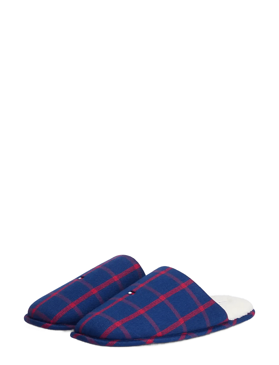 Tommy Hilfiger - LS FLANNEL PJ + SLIPPERS GIFT - slippers - rich navy red check - 1