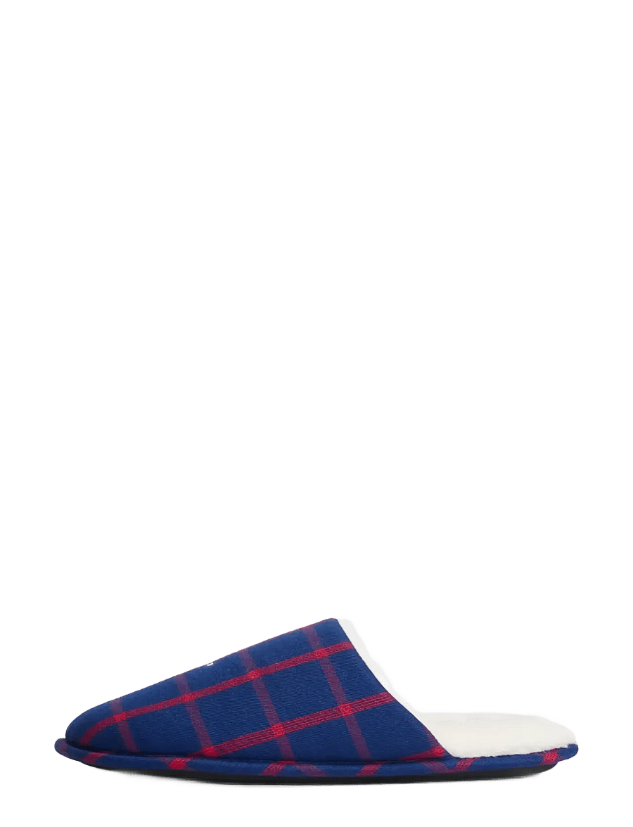 Tommy Hilfiger - LS FLANNEL PJ + SLIPPERS GIFT - slippers - rich navy red check - 2