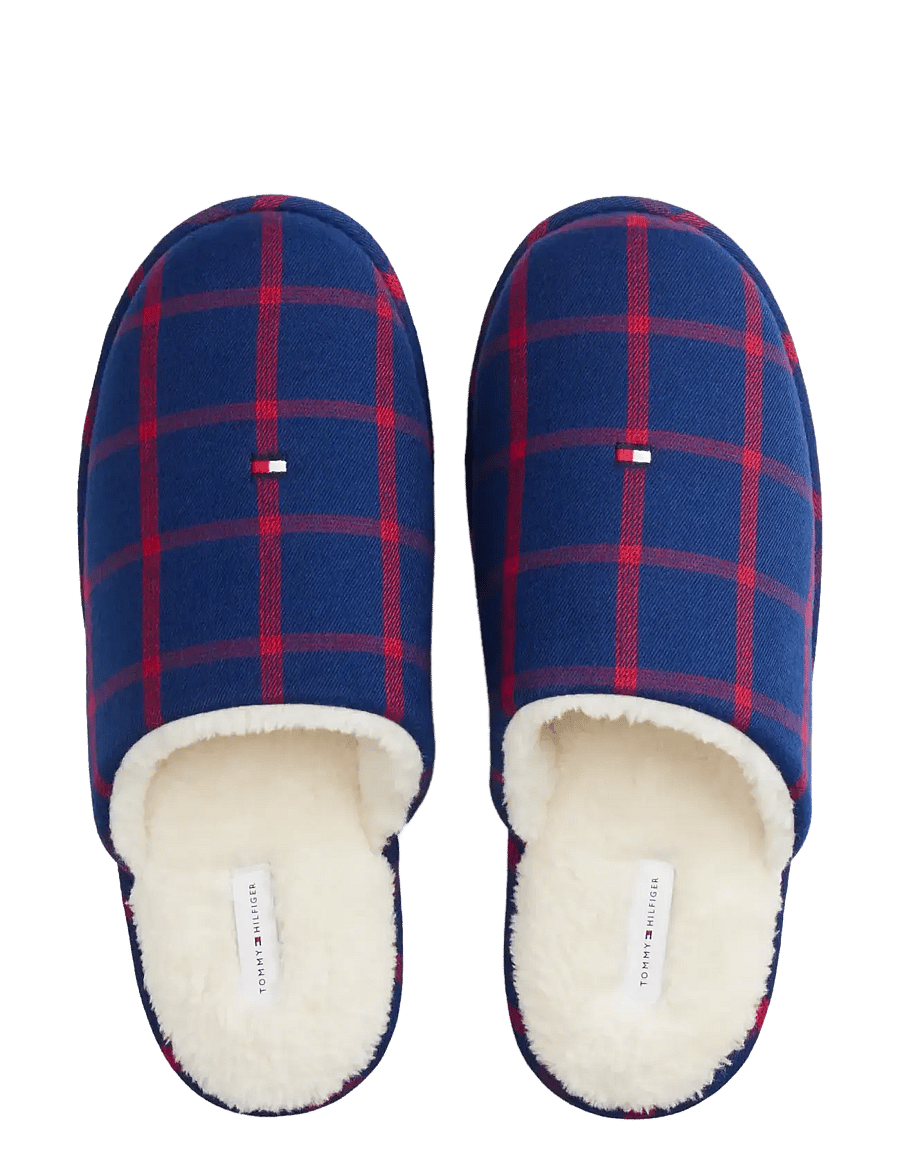 Tommy Hilfiger - LS FLANNEL PJ + SLIPPERS GIFT - slippers - rich navy red check - 4