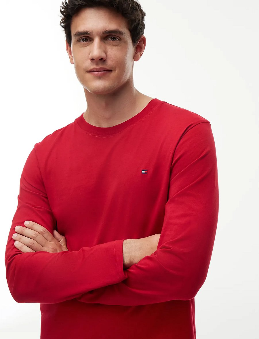 Tommy Hilfiger - LS JERSEY SET SOLID - pidžaamasärgid - medium red carbon navy - 0