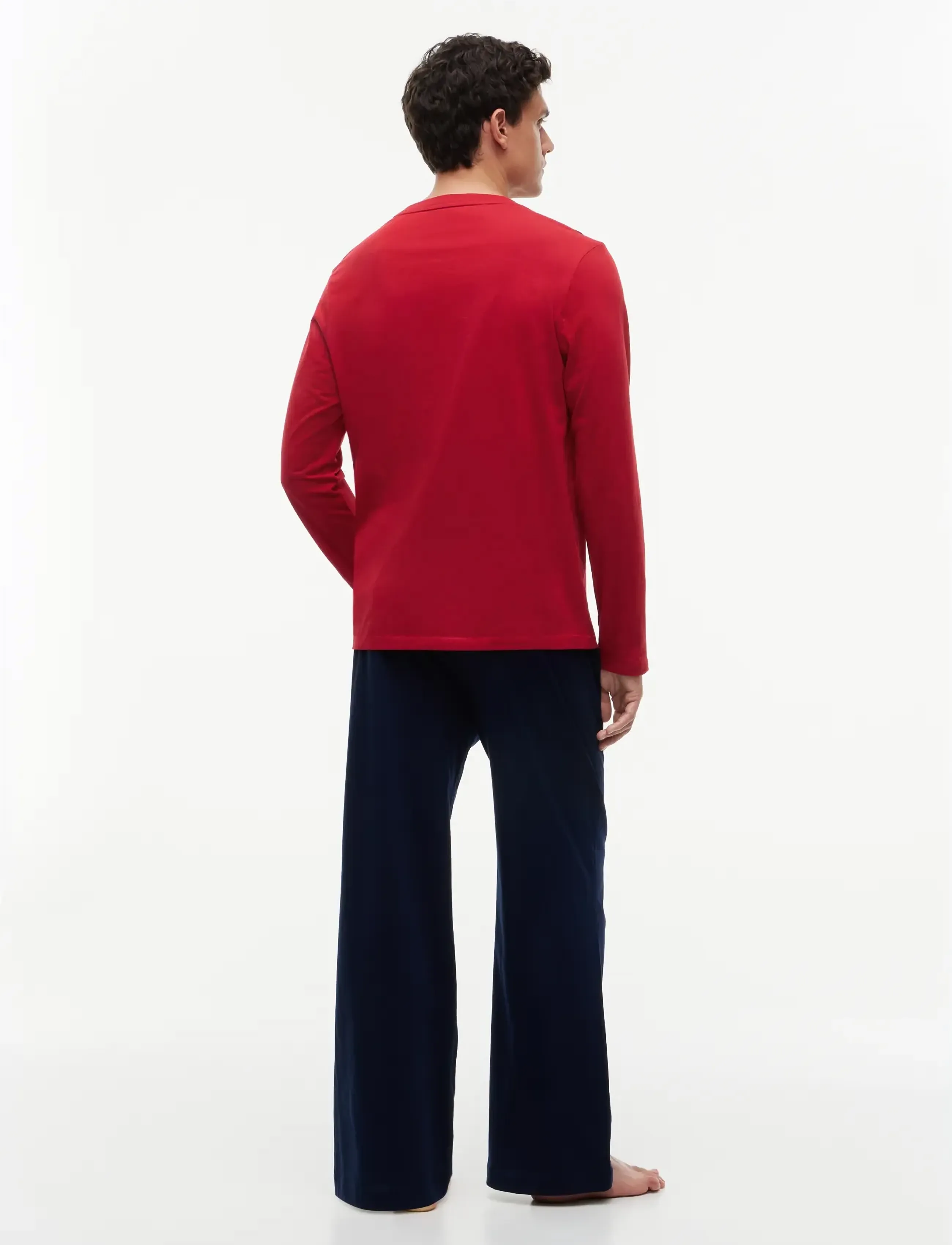 Tommy Hilfiger - LS JERSEY SET SOLID - pidžaamasärgid - medium red carbon navy - 4