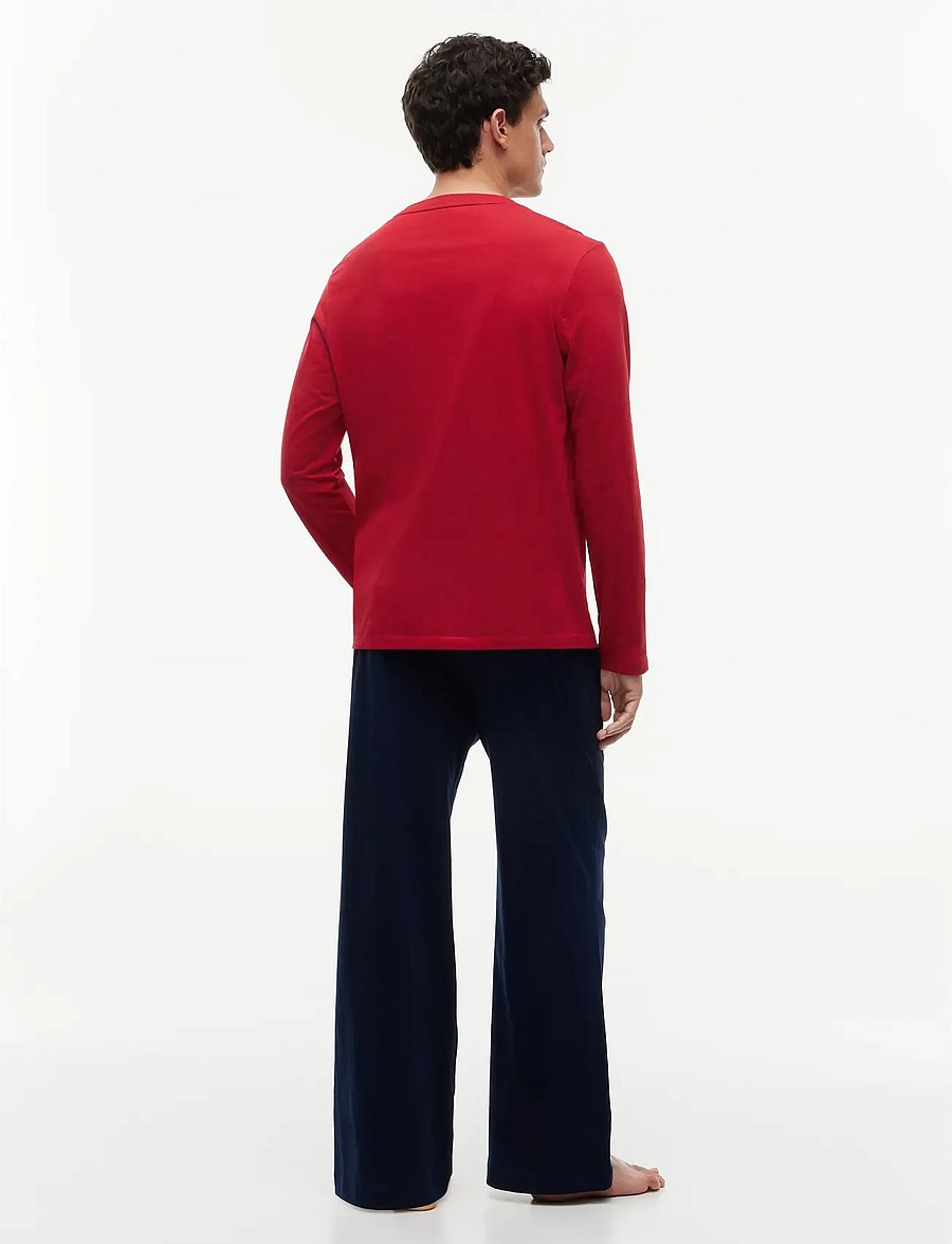 Tommy Hilfiger - LS JERSEY SET SOLID - pidžaamasärgid - medium red carbon navy - 4