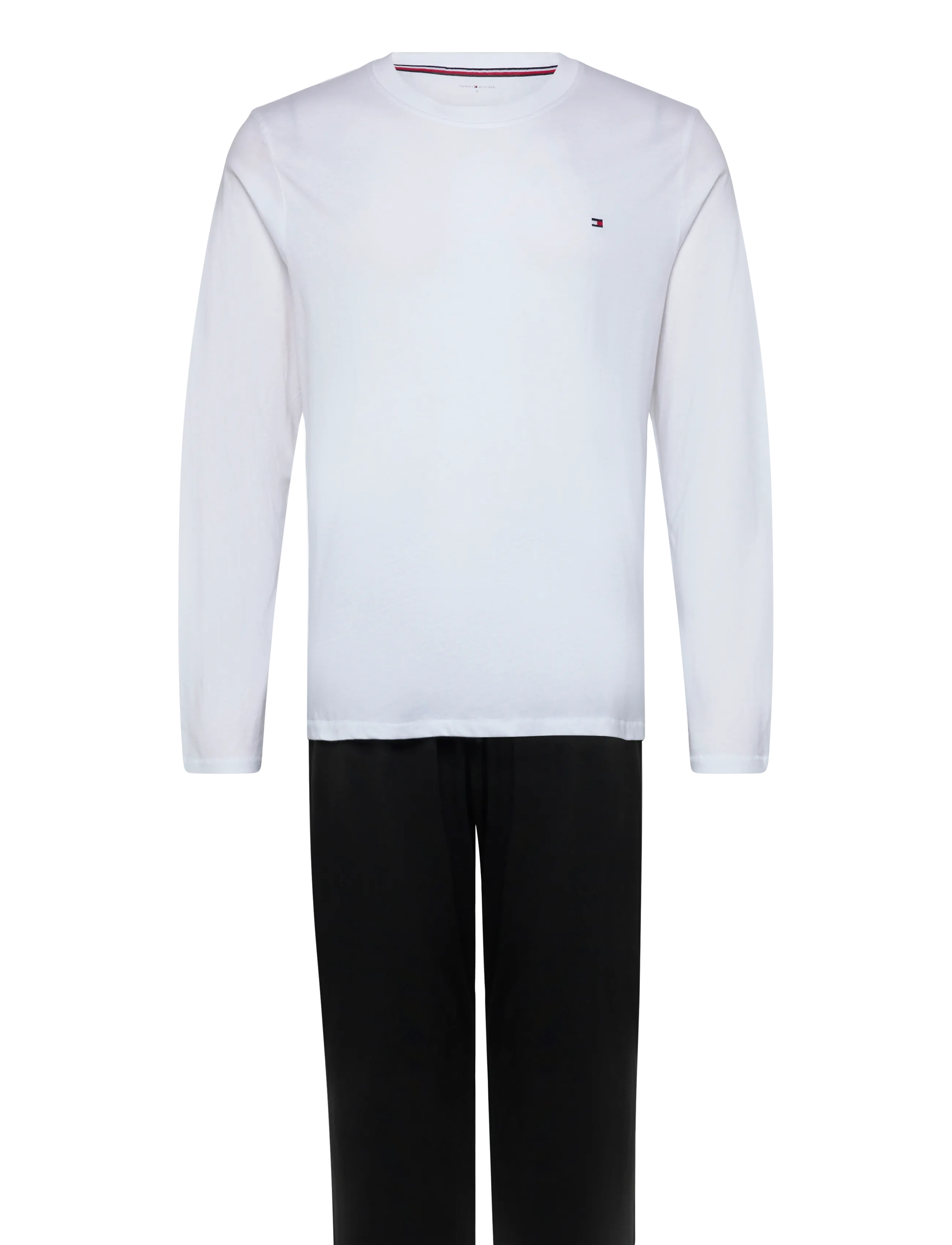 Tommy Hilfiger LS JERSEY SET SOLID - Pyjamasöverdelar - WHITE BLACK / white