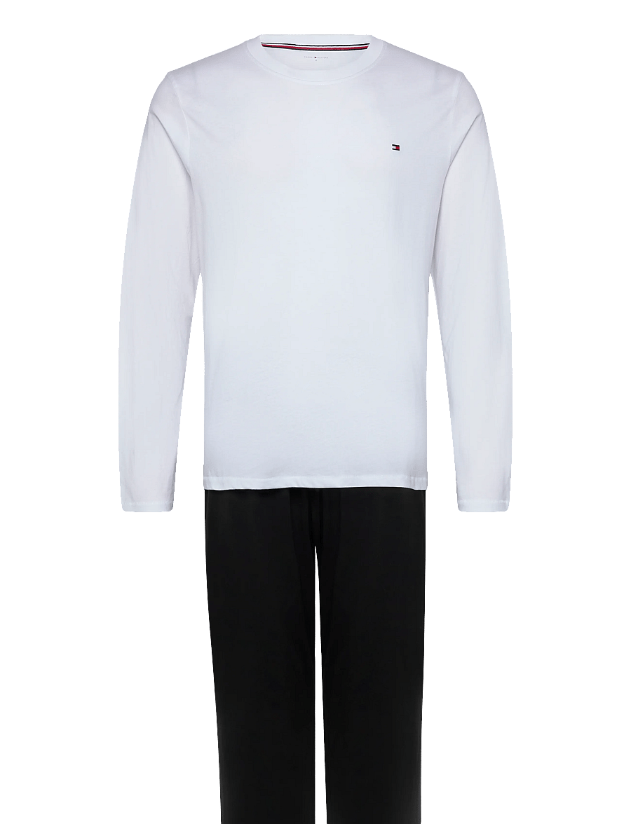 Tommy Hilfiger - LS JERSEY SET SOLID - pyjamasöverdelar - white black - 1