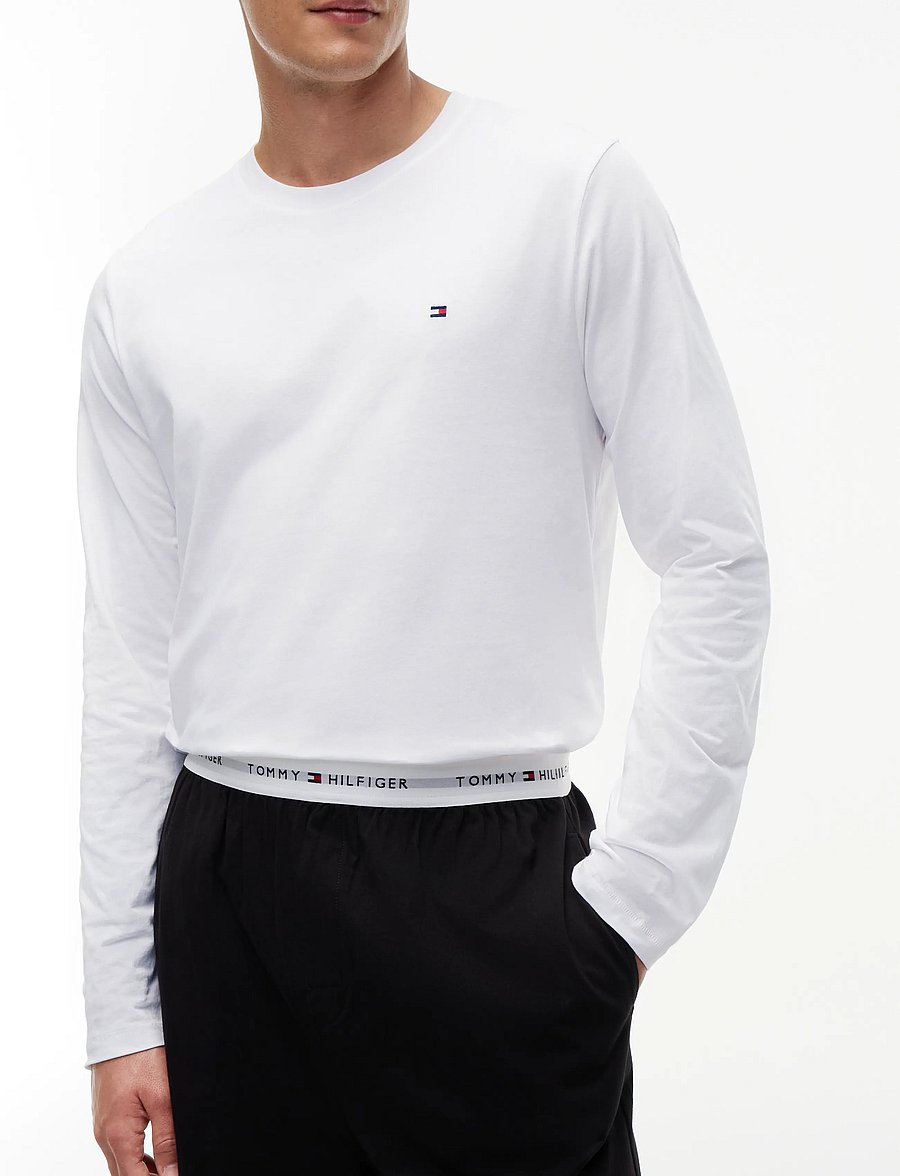 Tommy Hilfiger - LS JERSEY SET SOLID - pyjamasöverdelar - white black - 0