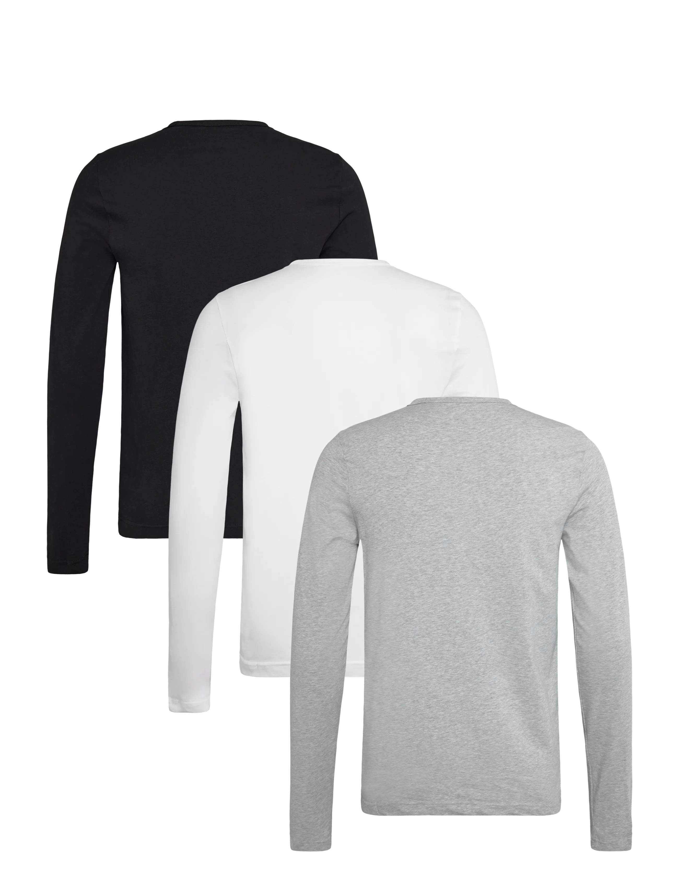 Tommy Hilfiger - 3P LS Tee - pyjamasöverdelar - black white grey heather - 1