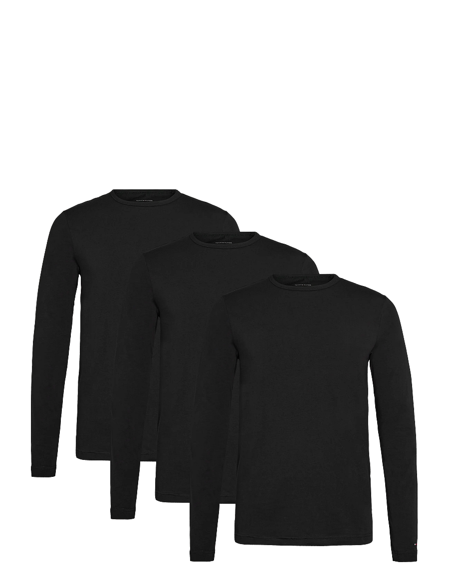 Tommy Hilfiger - 3P LS Tee - pyjamasöverdelar - black black black - 0