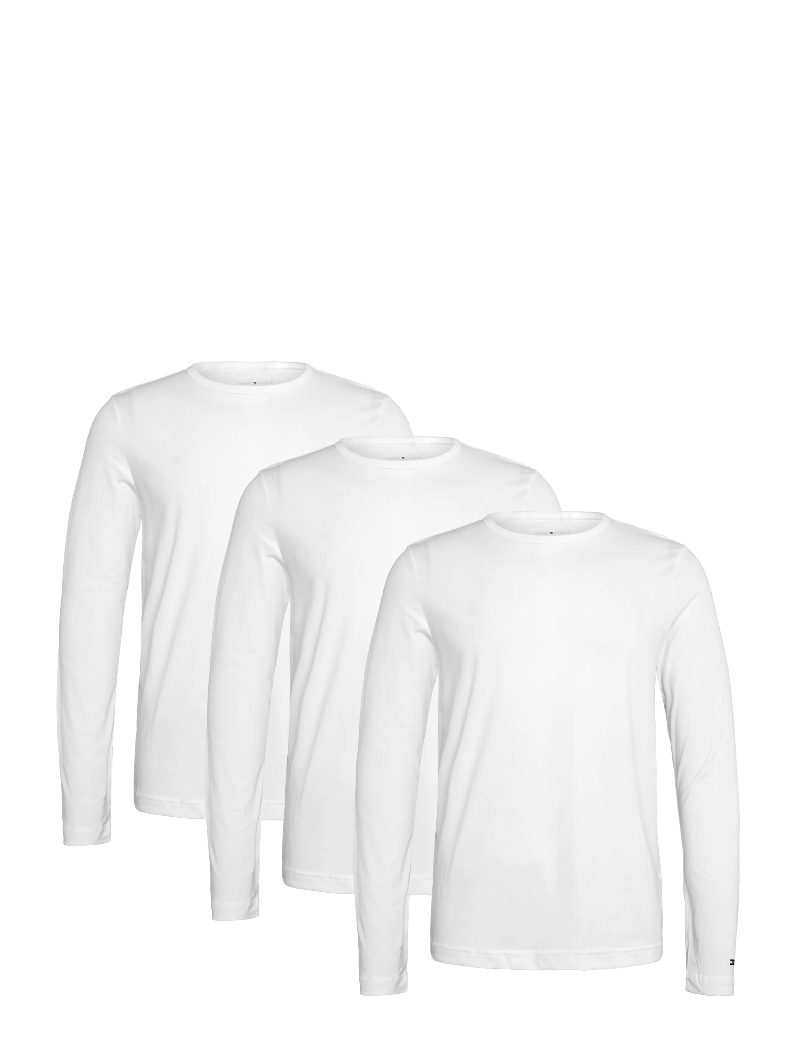 Tommy Hilfiger 3P LS Tee - Pyjamasöverdelar - WHITE WHITE WHITE / white
