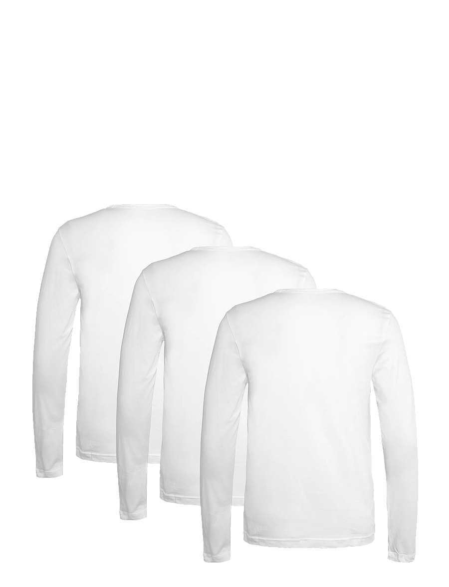 Tommy Hilfiger - 3P LS Tee - pyjamasöverdelar - white white white - 1