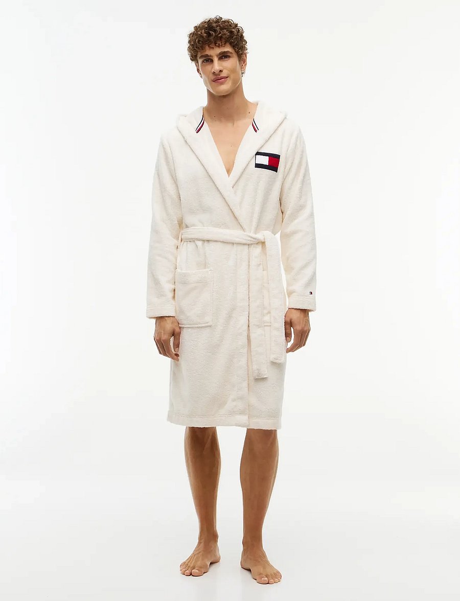 Tommy Hilfiger - UNISEX TOWELING HOODED BATHROBE - morgenkåber - ivory petal - 0