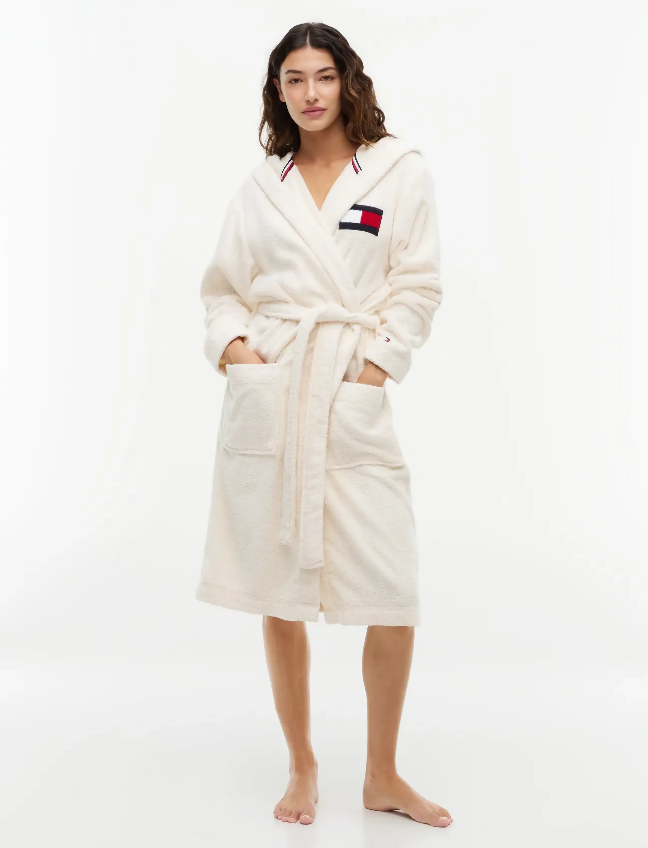 Tommy Hilfiger - UNISEX TOWELING HOODED BATHROBE - bademäntel - ivory petal - 3