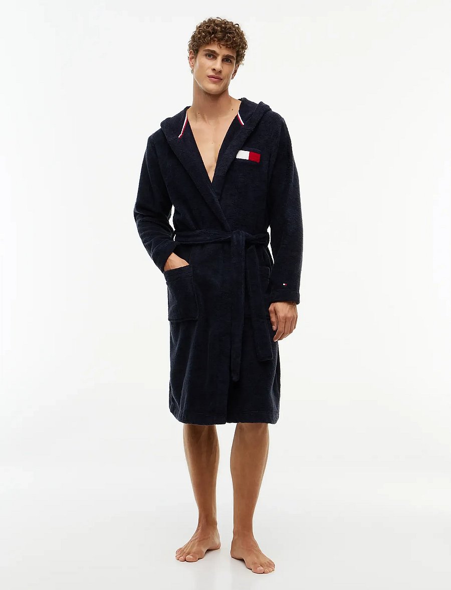 Tommy Hilfiger - UNISEX TOWELING HOODED BATHROBE - morgonrockar - navy blue - 0