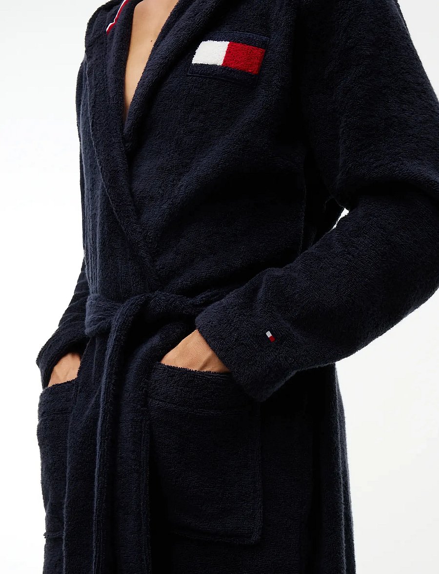 Tommy Hilfiger - UNISEX TOWELING HOODED BATHROBE - morgonrockar - navy blue - 4