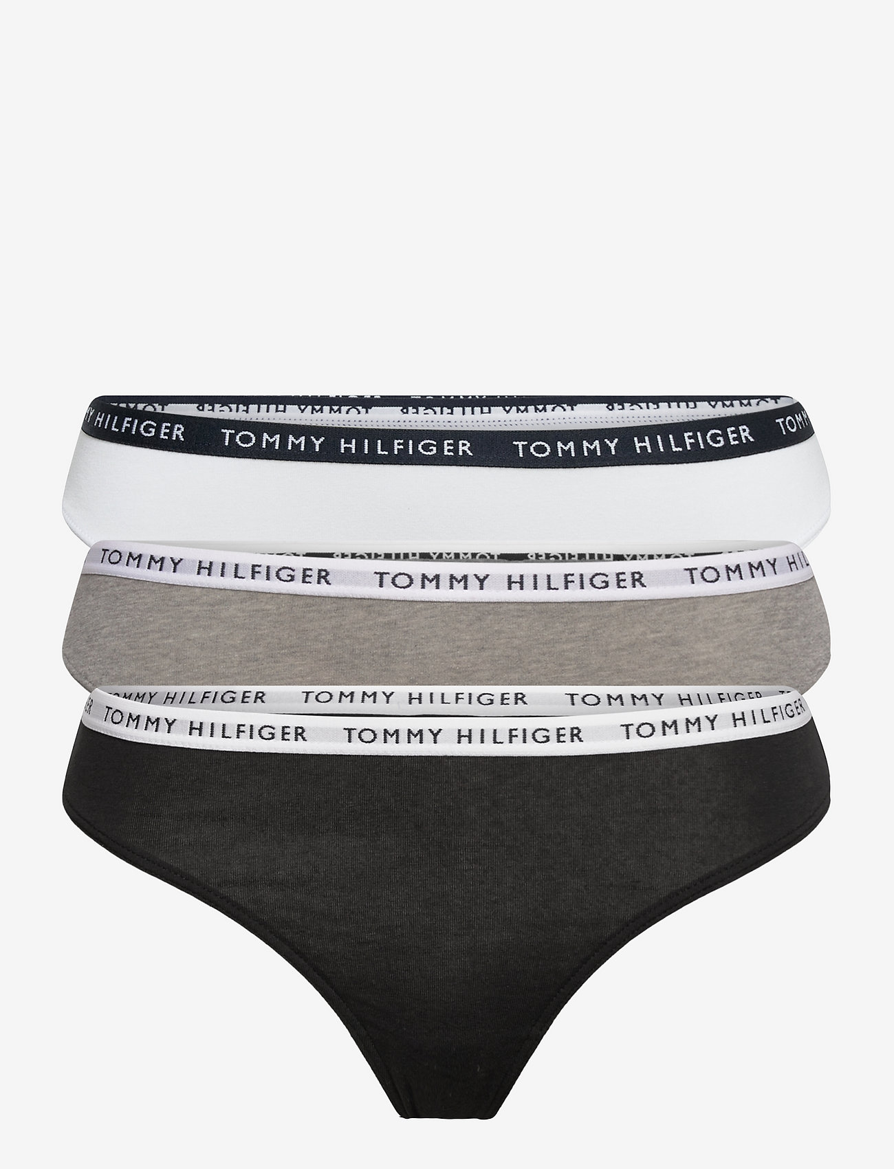 Tommy Hilfiger - 3P THONG - stringtrosor - medium grey htr/white/black - 1