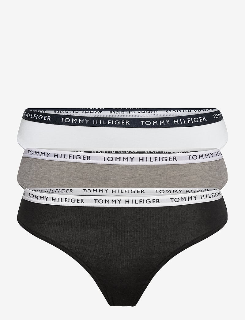 Tommy Hilfiger - 3P THONG - stringtrosor - medium grey htr/white/black - 1