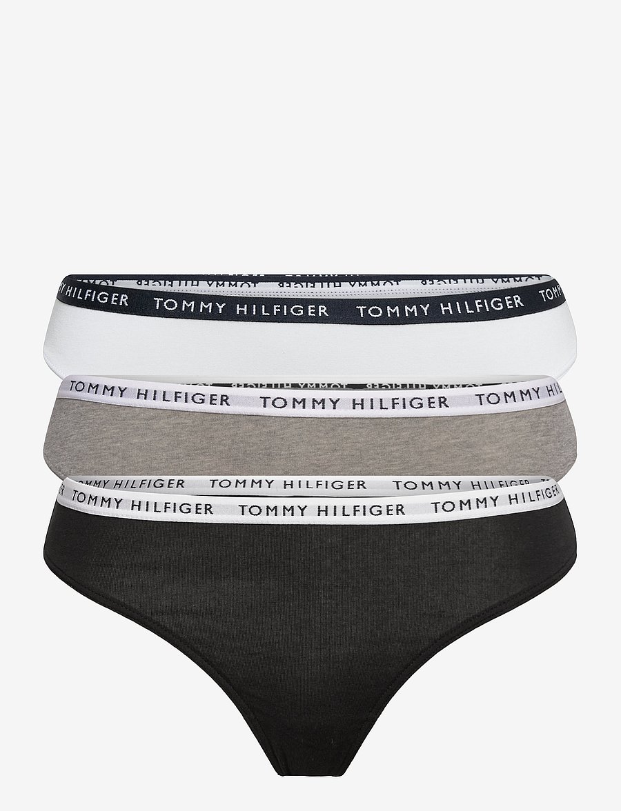 Tommy Hilfiger - 3P THONG - strings - medium grey htr/white/black - 1