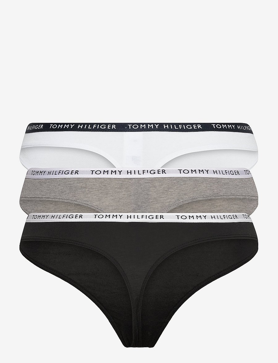 Tommy Hilfiger - 3P THONG - strings - medium grey htr/white/black - 5