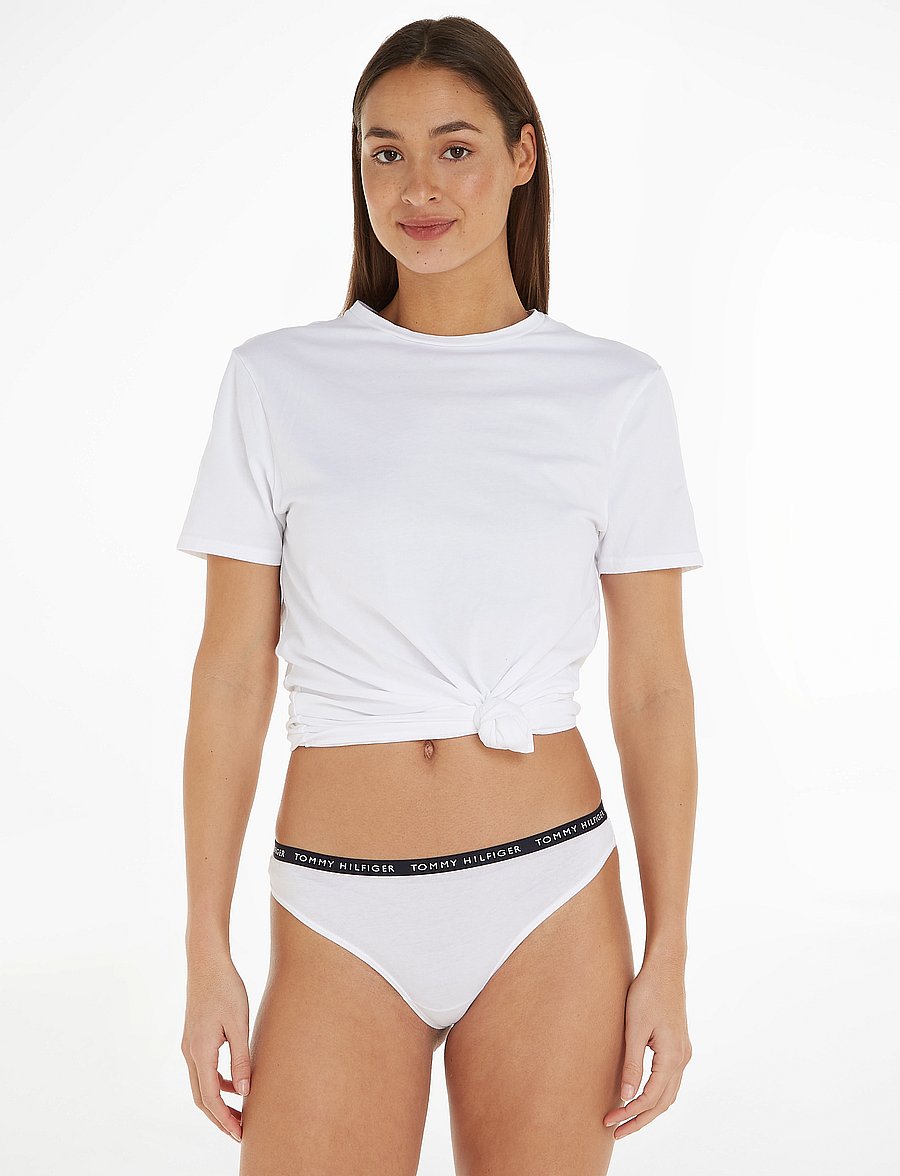 Tommy Hilfiger - 3P THONG - strings - medium grey htr/white/black - 0