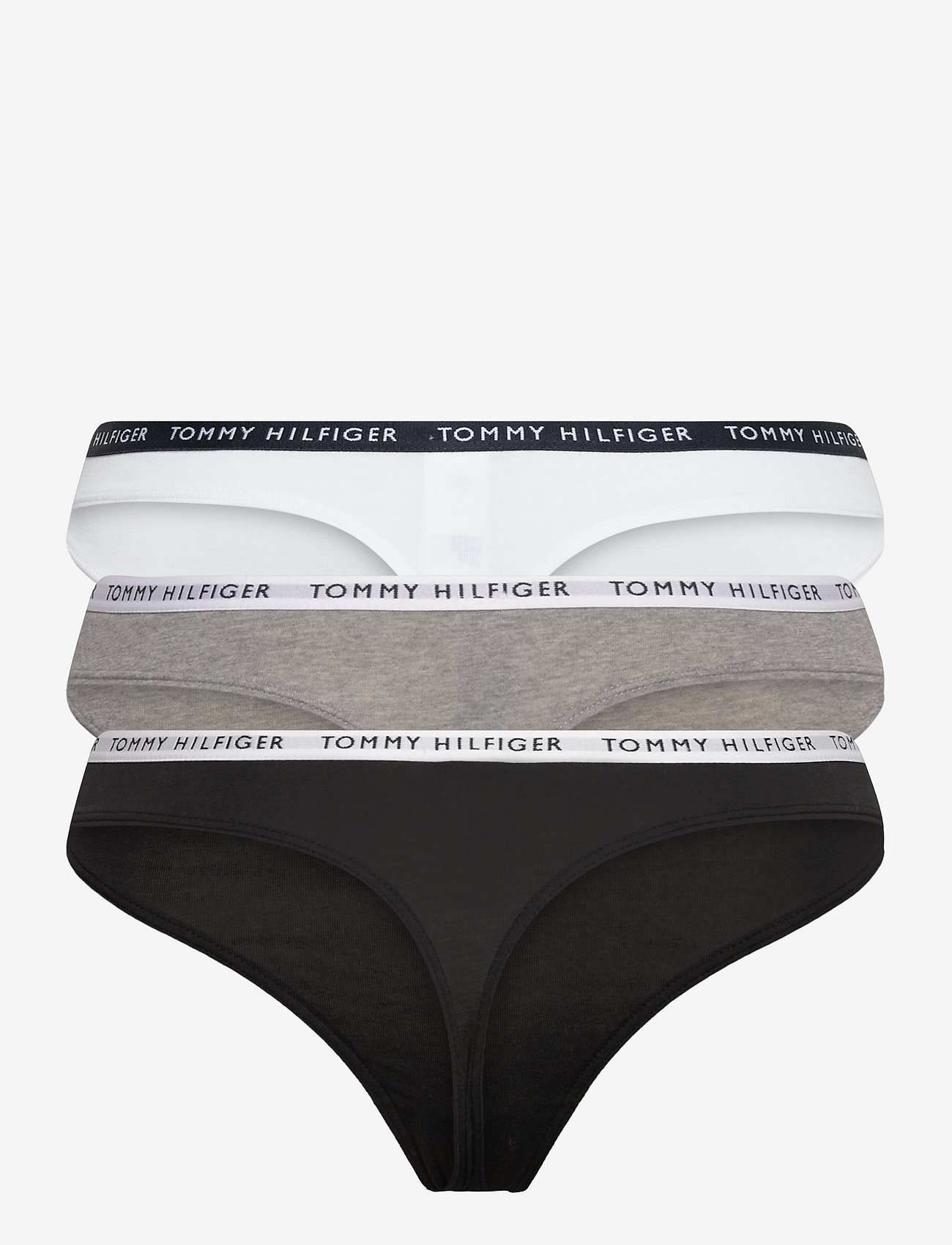 Tommy Hilfiger - 3P THONG - stringtrosor - medium grey htr/white/black - 5