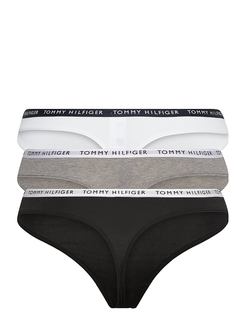 Tommy Hilfiger - 3P THONG - stringtrosor - medium grey htr/white/black - 5