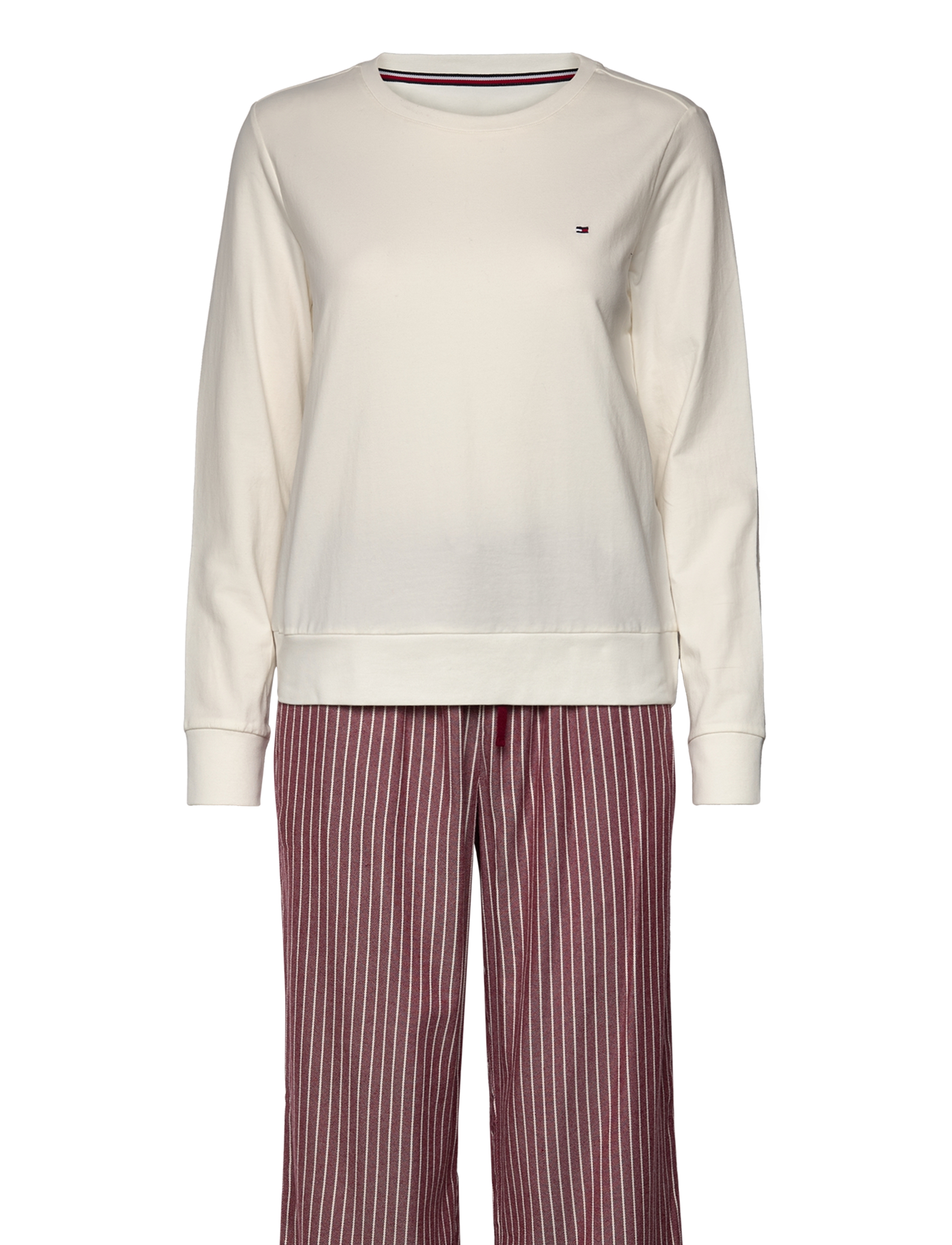 Tommy Hilfiger - GIFT PYJ FLANNEL PANTS & SLIPPER - ivory/pinstripe rouge - 1