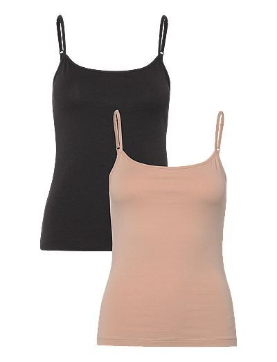 Tommy Hilfiger 2 PACK CAMI - Varrukateta topid - BLACK MISTY BLUSH / beige