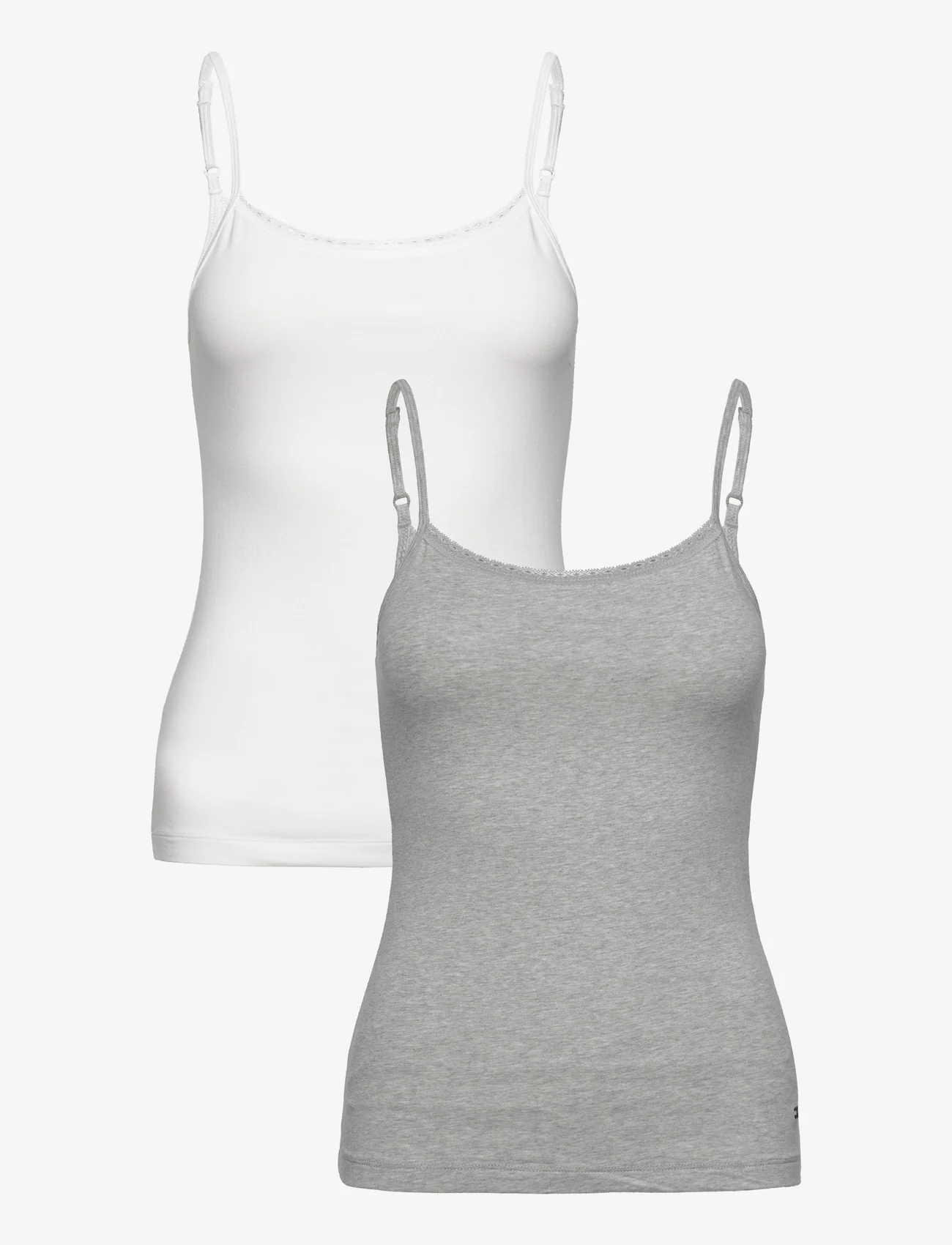 Tommy Hilfiger - 2 PACK CAMI WITH LACE - mouwloze tops - white/grey heather - 0
