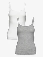 2 PACK CAMI WITH LACE - WHITE/GREY HEATHER