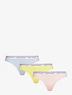 3 PACK THONG (EXT SIZES) - WHIMSY PINK/YELLOW TULIP/B BLUE