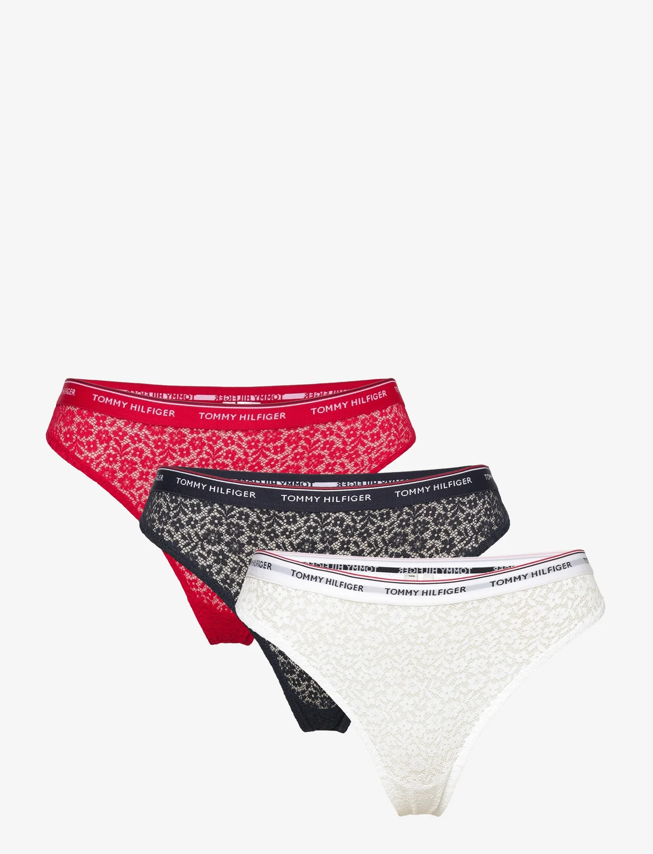 Tommy Hilfiger - 3 PACK THONG LACE - strings - desert sky/white/primary red - 0