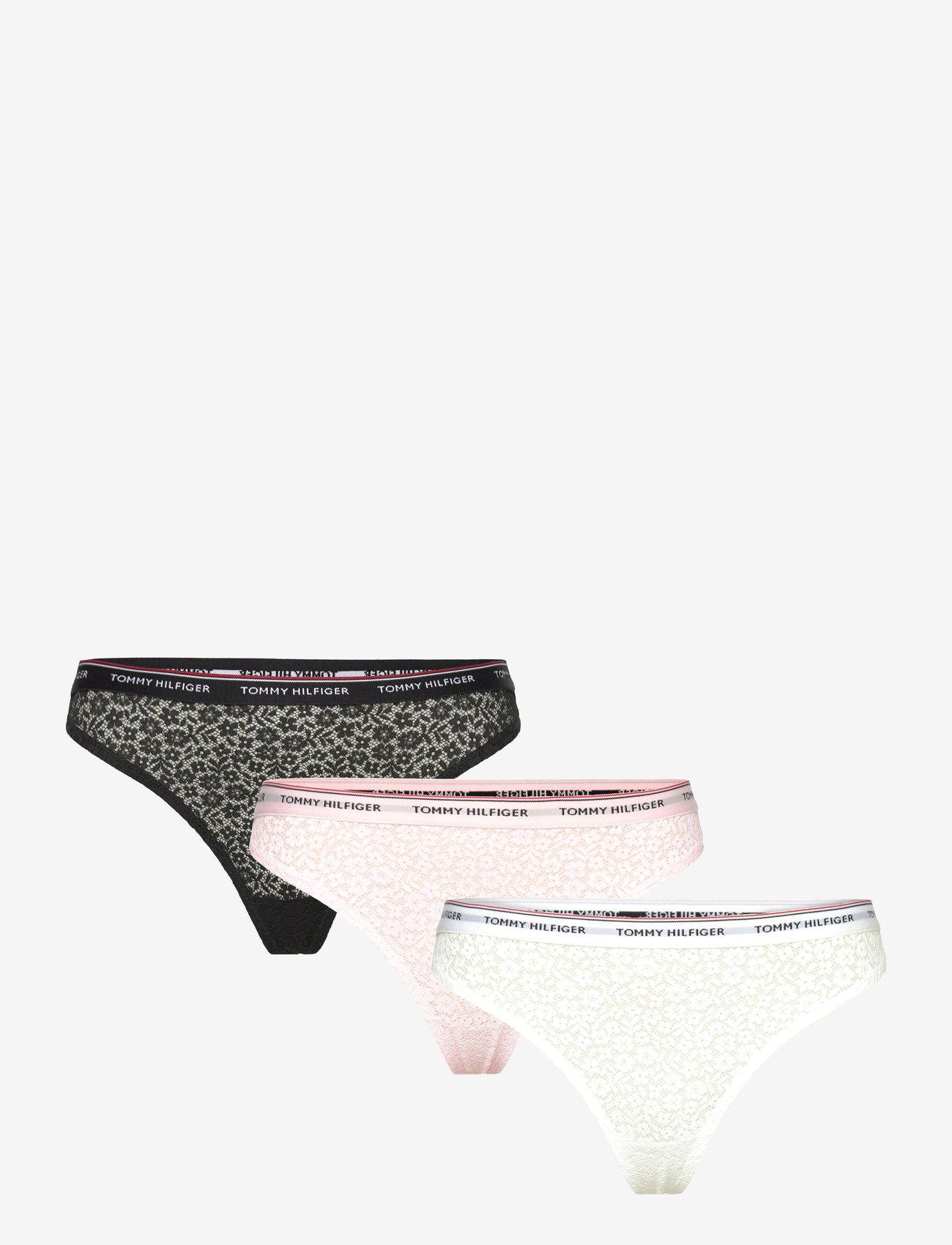 Tommy Hilfiger - 3 PACK THONG LACE - stringid - black white light pink - 0