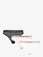 3 PACK THONG LACE - BLACK/WHITE/LIGHT PINK