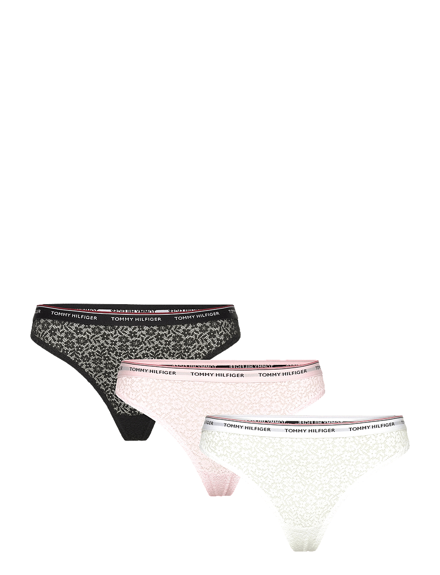 Tommy Hilfiger - 3 PACK THONG LACE - stringid - black white light pink - 0