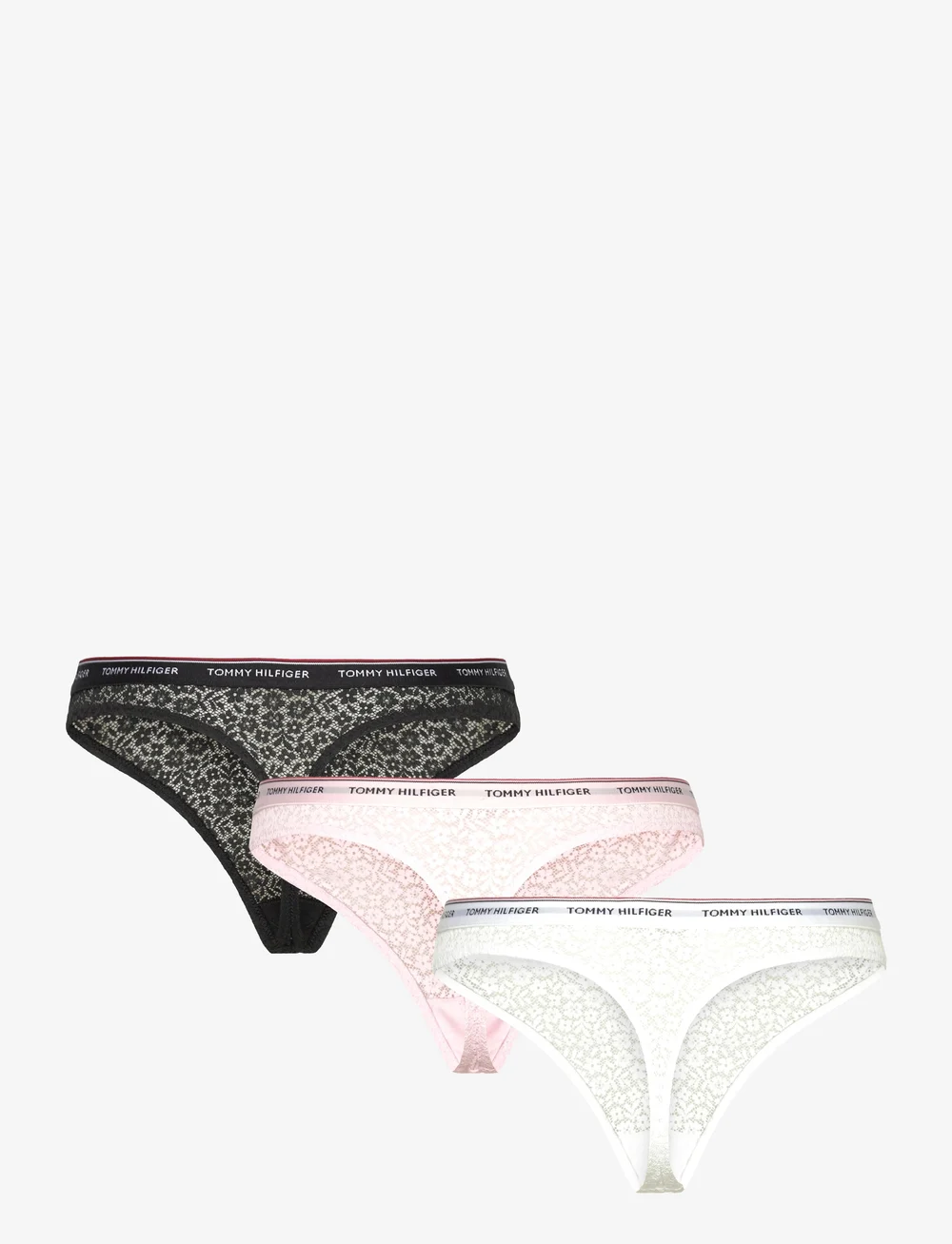 Tommy Hilfiger - 3 PACK THONG LACE - stringid - black white light pink - 1