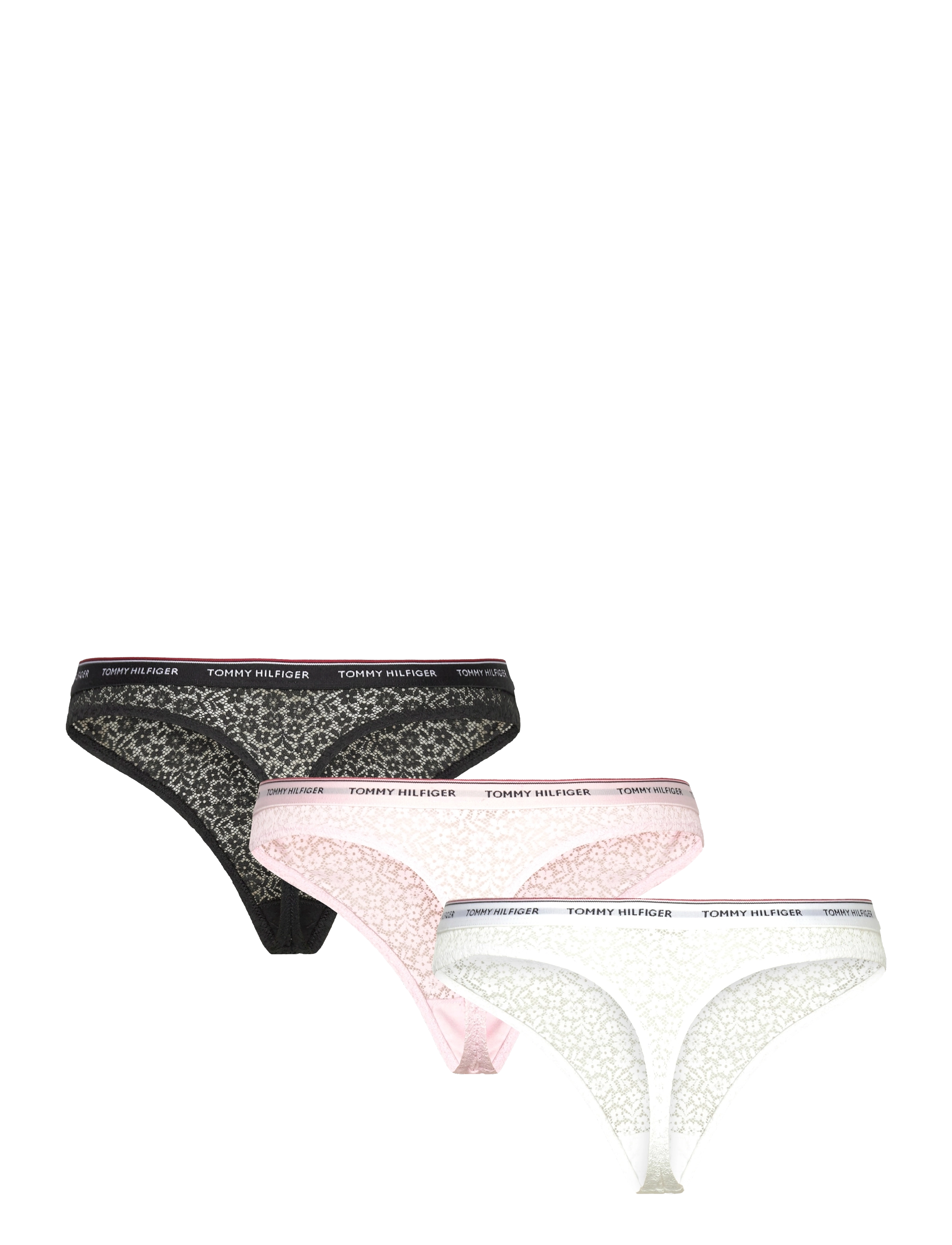 Tommy Hilfiger - 3 PACK THONG LACE - stringid - black white light pink - 1