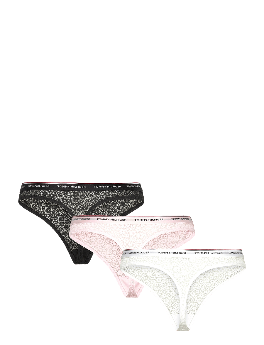 Tommy Hilfiger - 3 PACK THONG LACE - stringid - black white light pink - 1