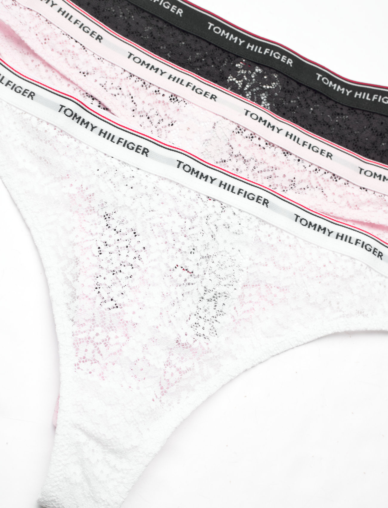 Tommy Hilfiger - 3 PACK THONG LACE - thongs - black/white/light pink - 1