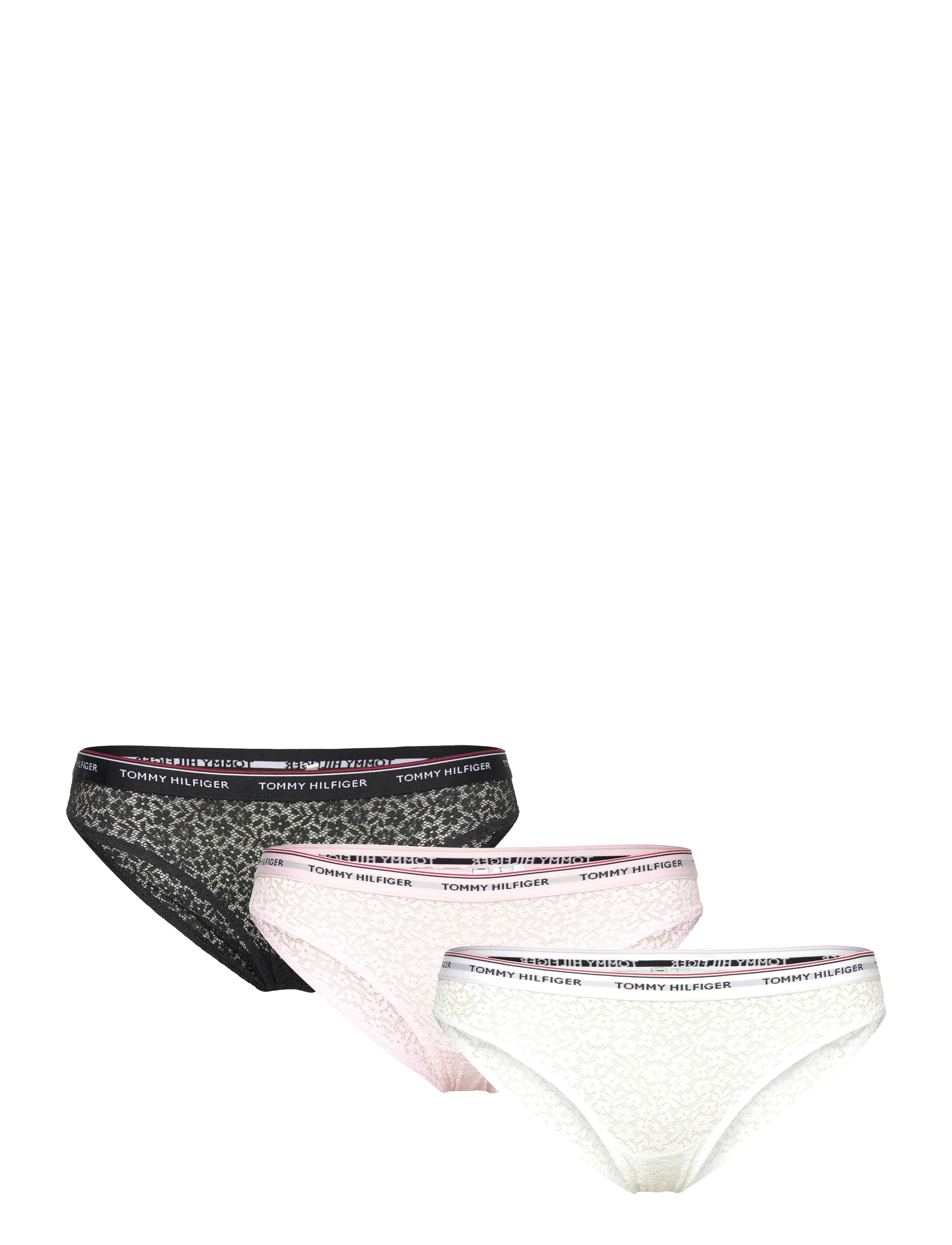 Tommy Hilfiger 3 PACK BIKINI LACE - Trusser - BLACK WHITE LIGHT PINK / multi