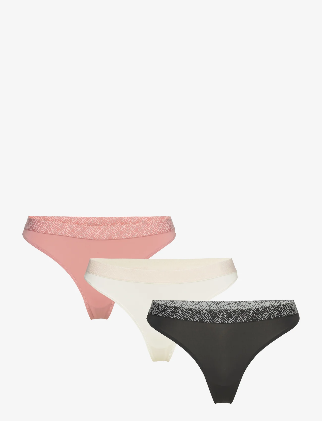 Tommy Hilfiger - 3P THONG - string - teaberry blossom/ivory/black - 0