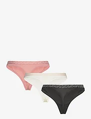 Tommy Hilfiger - 3P THONG - thongs - teaberry blossom/ivory/black - 1
