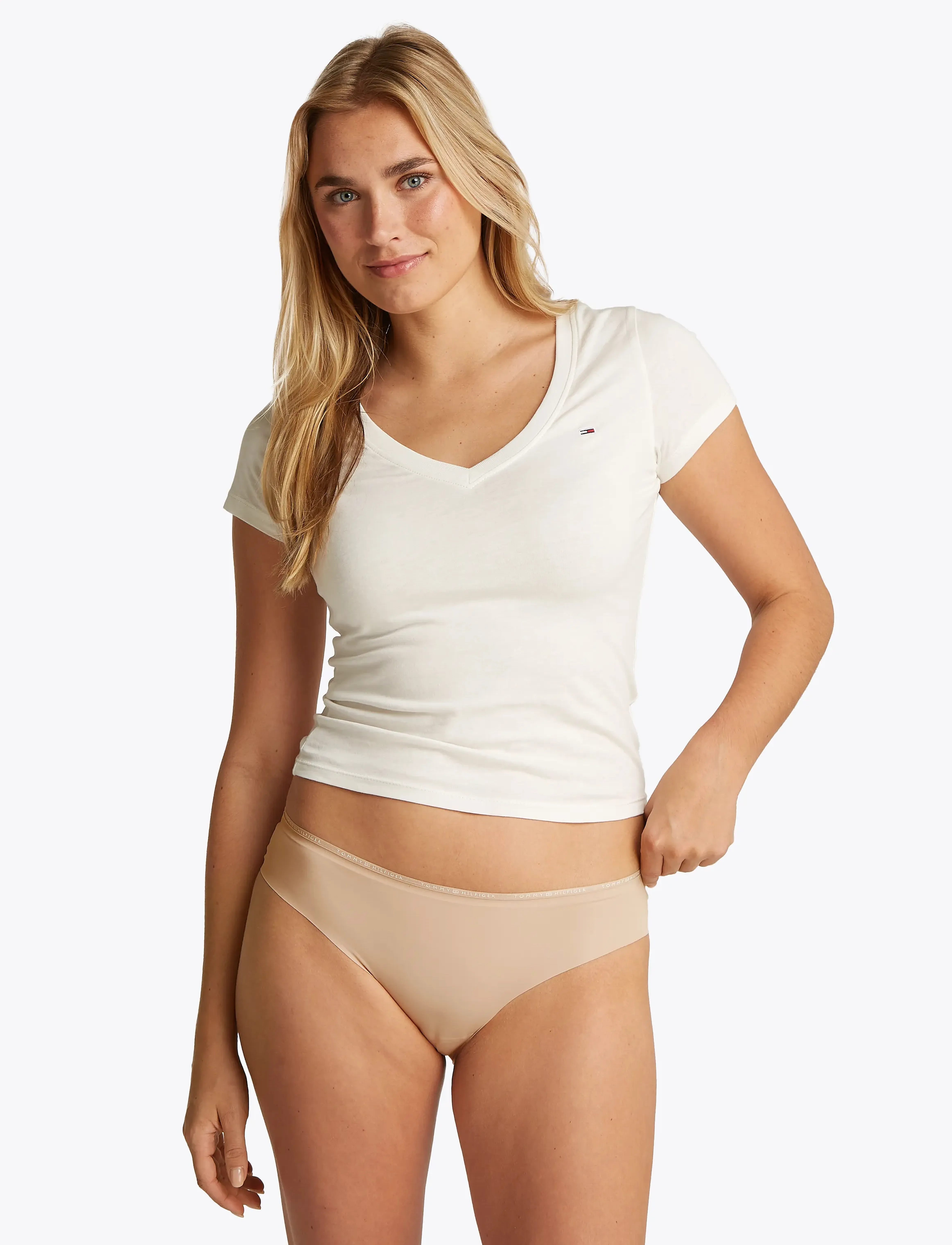 Tommy Hilfiger Bikini (Ext. Sizes), Kvinder, Sømløs Bikini G-Streng, Beige, Str: XL